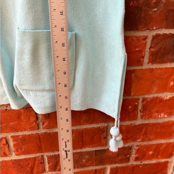 Lilly Pulitzer Womens XS Mint Blue Elba Tunic Boxy Sweater Tassles Pockets - Picture 9 of 10